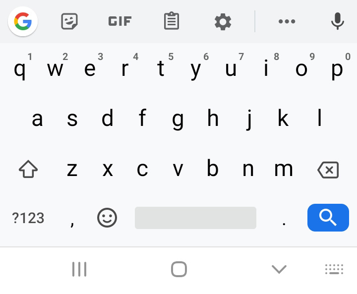 A typical Android device on-screen keyboard